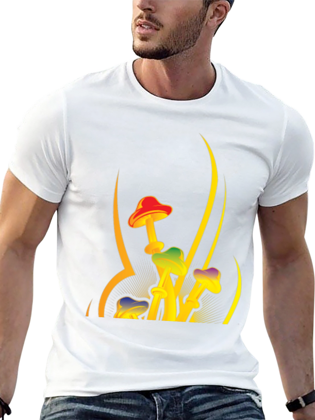 Funky Mushroom Graphic Tee - Black