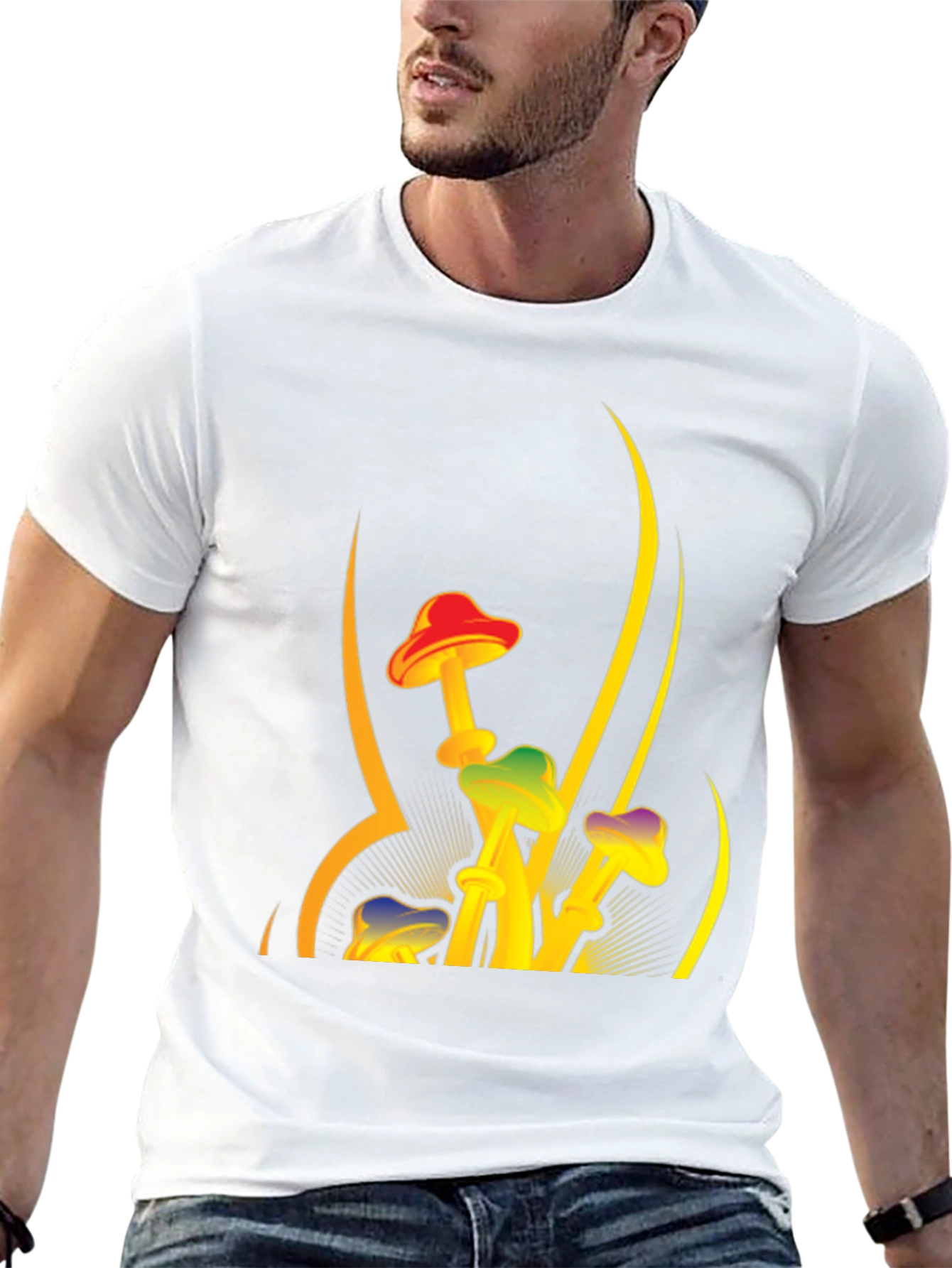 Funky Mushroom Graphic Tee - Black