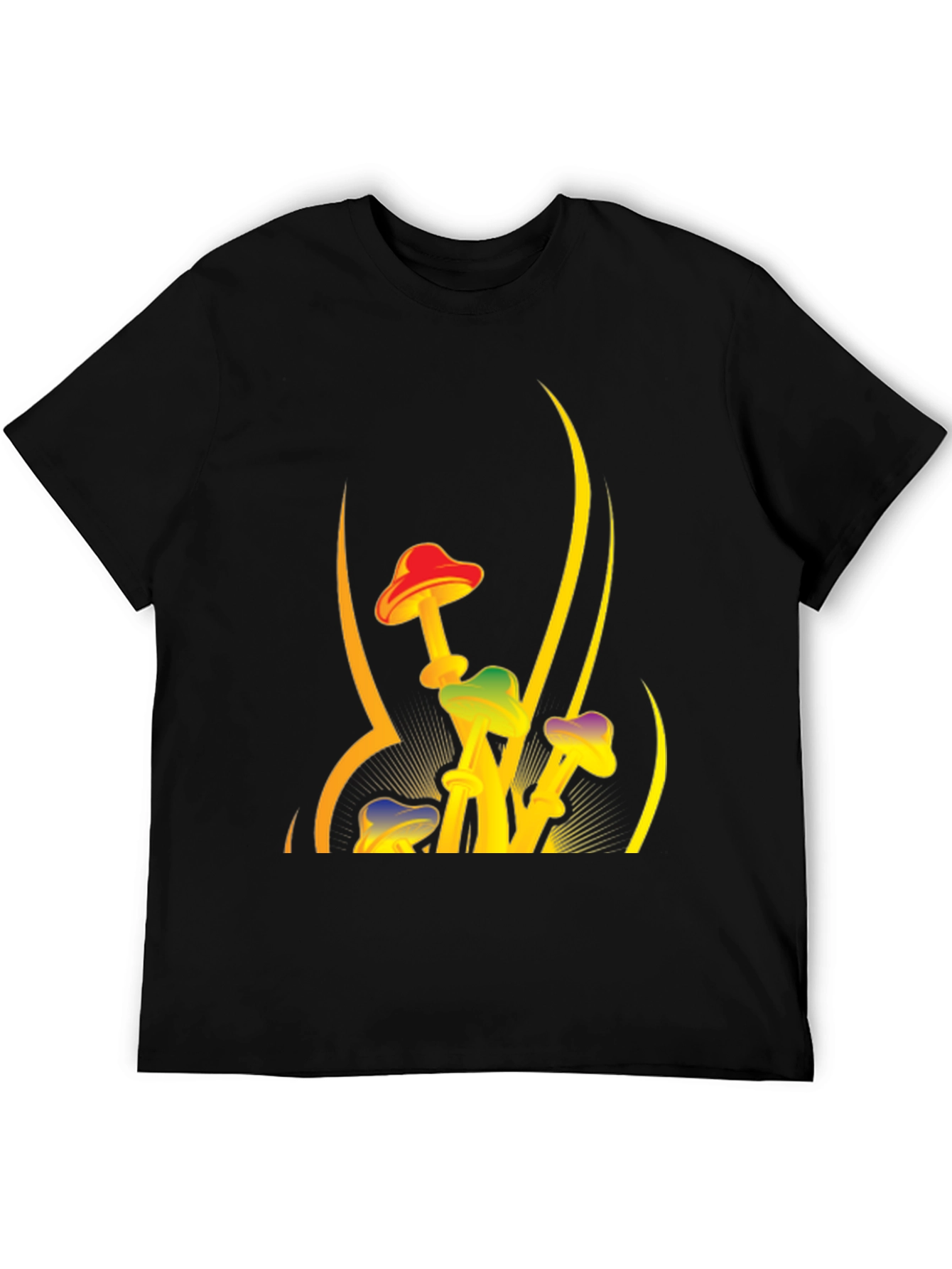 Funky Mushroom Graphic Tee - Black