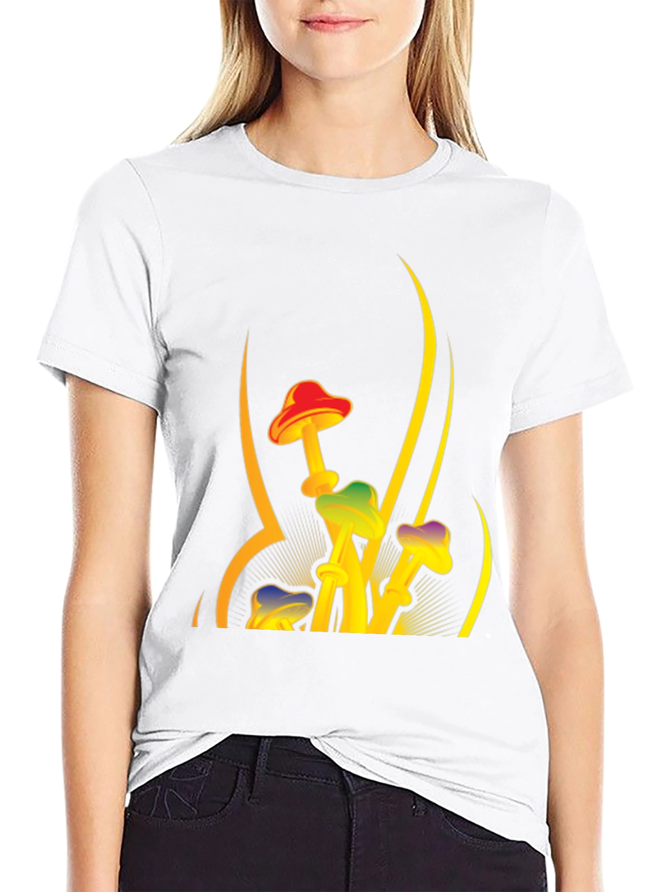 Funky Mushroom Graphic Tee - Black