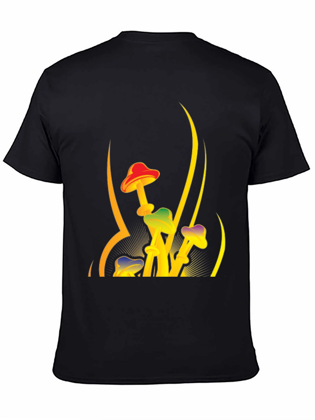 Funky Mushroom Graphic Tee - Black