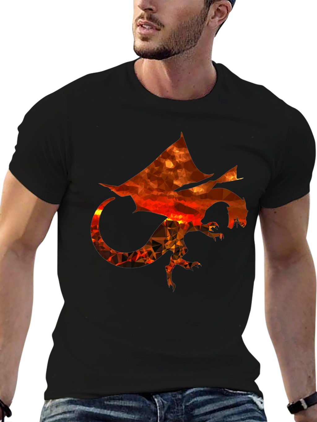 Geometric Dragon Graphic T-Shirt