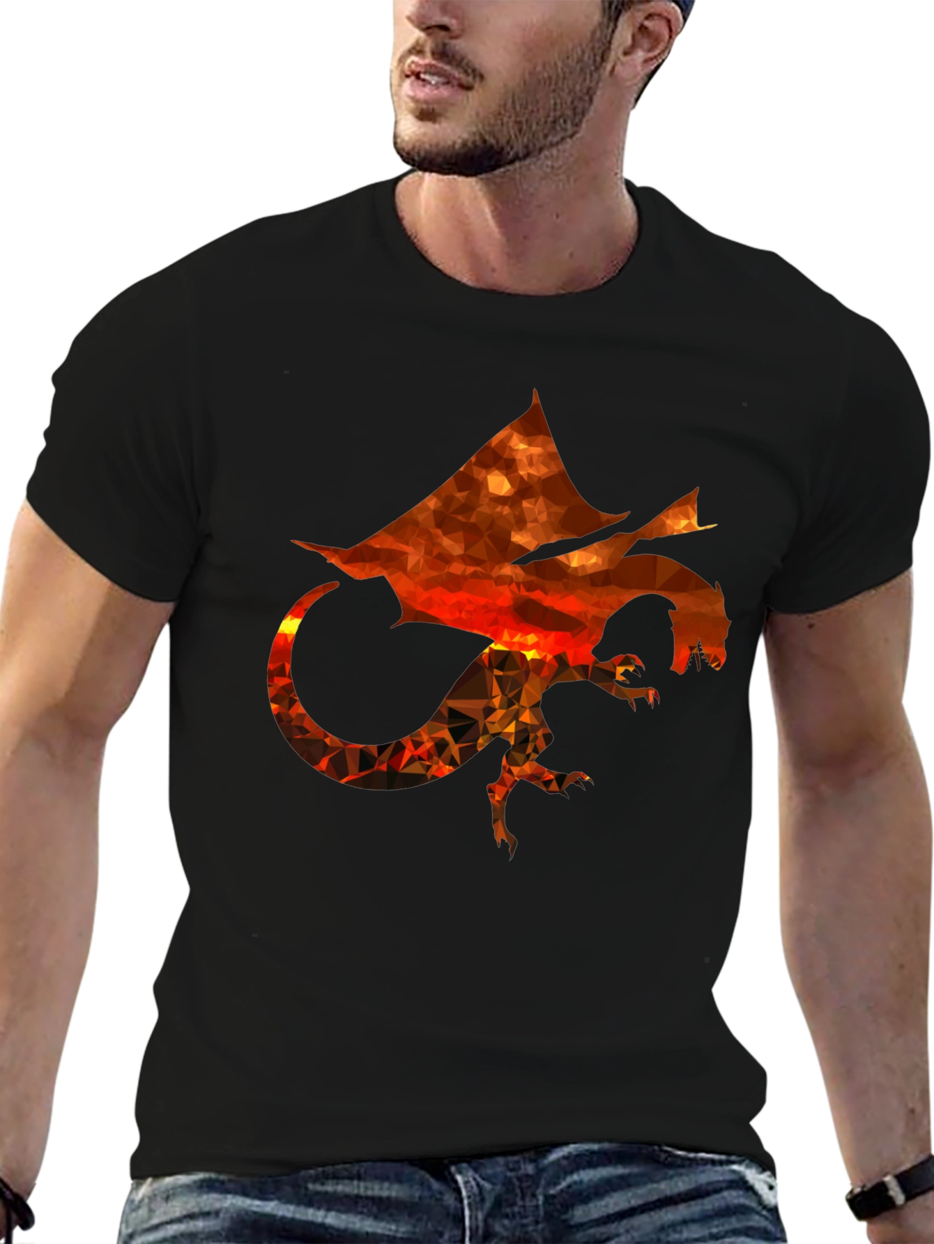 Geometric Dragon Graphic T-Shirt