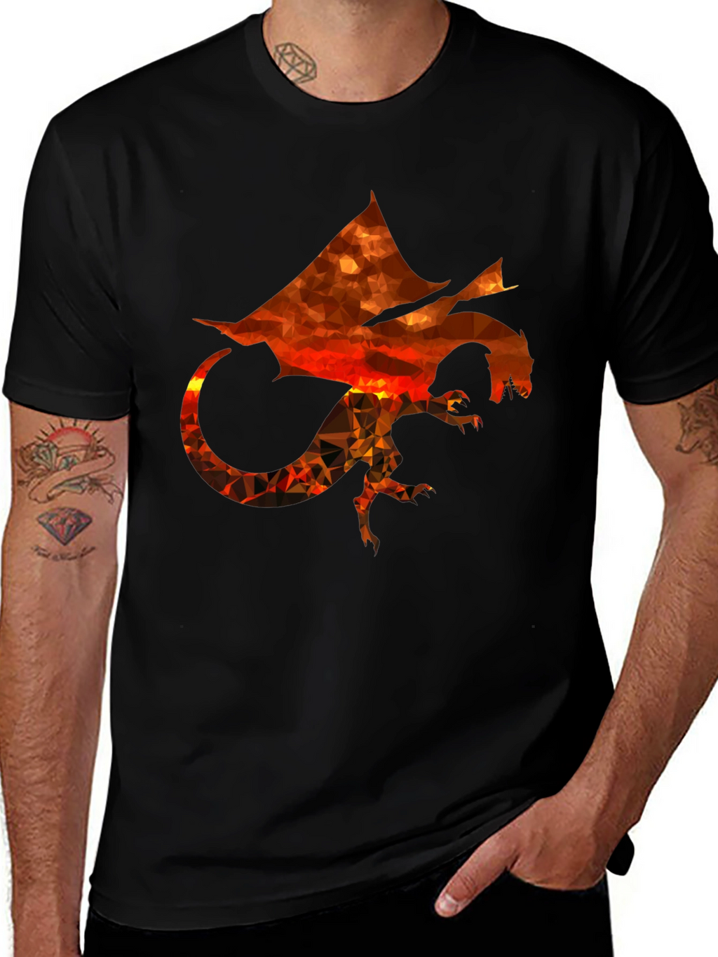 Geometric Dragon Graphic T-Shirt