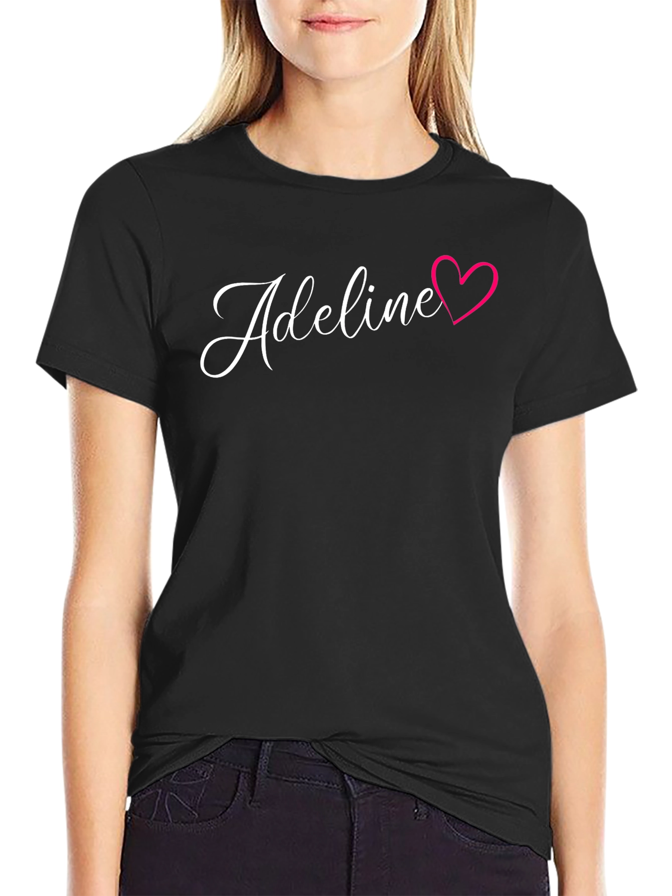 Adeline Heart Graphic Black T-Shirt