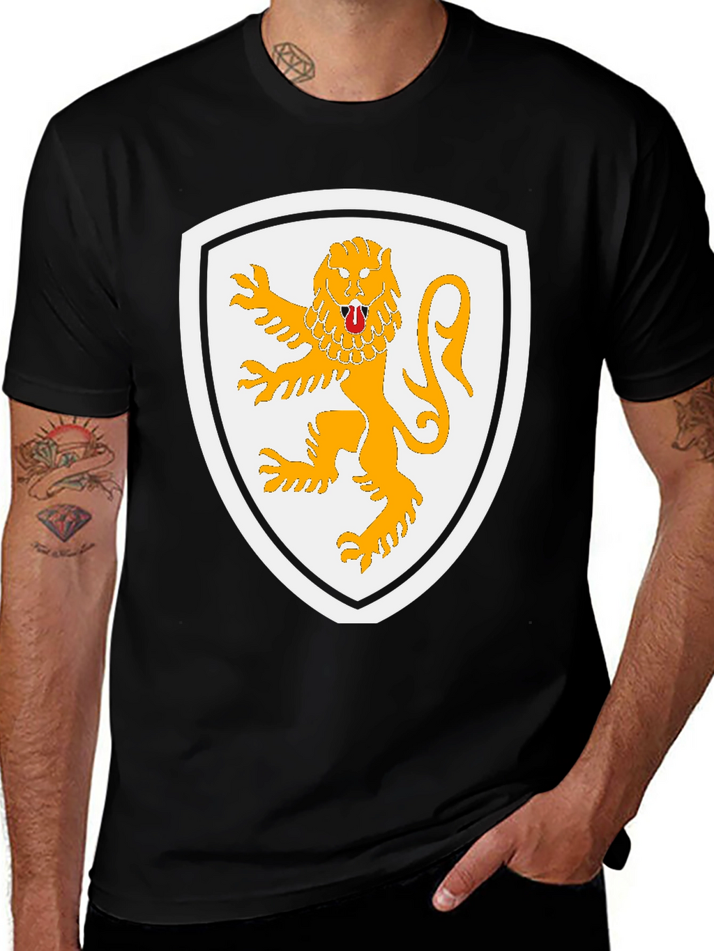 Lion Crest Graphic T-Shirt - Black Cotton Tee