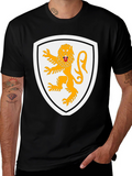 Lion Crest Graphic T-Shirt - Black Cotton Tee