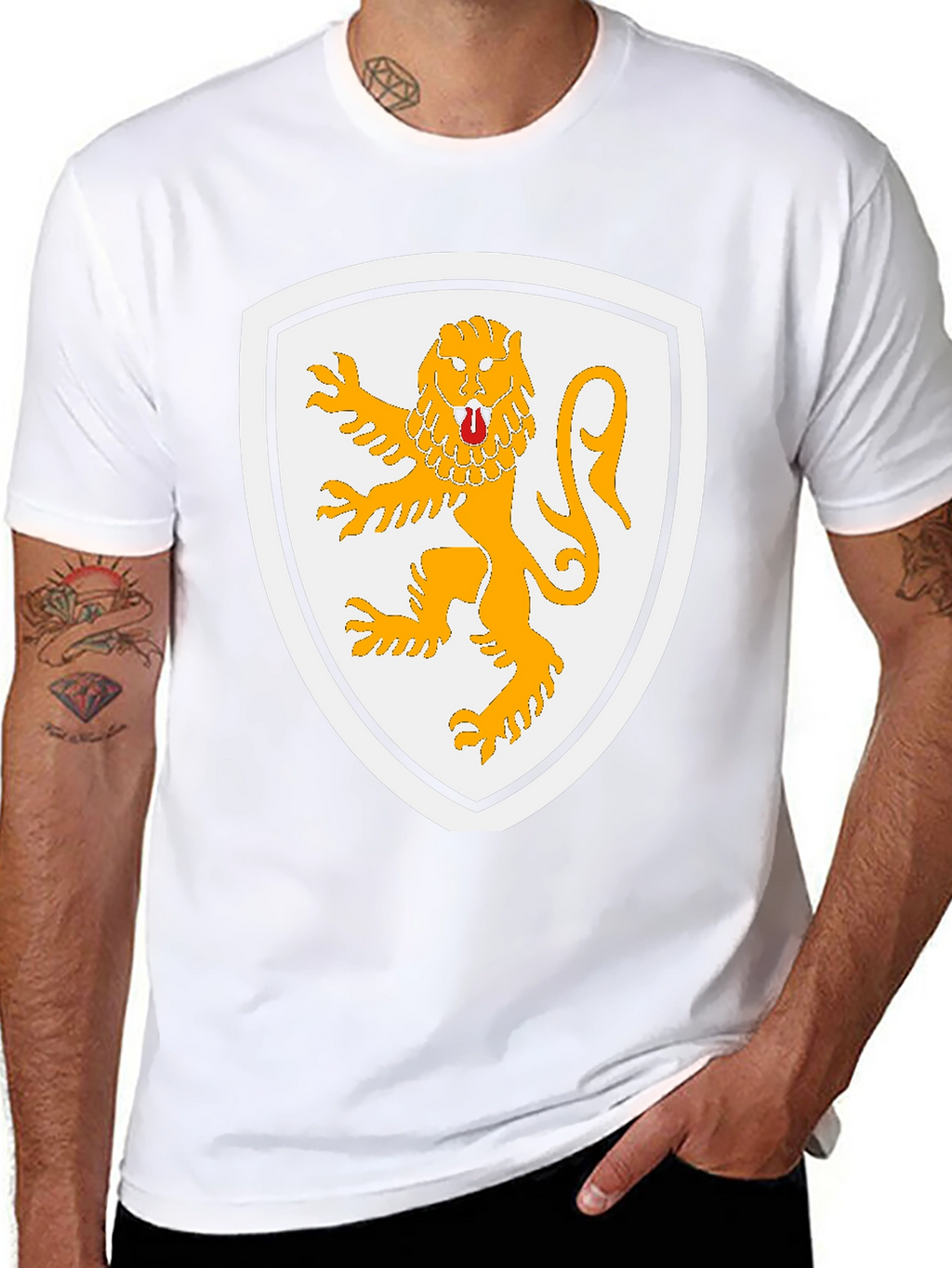 Lion Crest Graphic T-Shirt - Black Cotton Tee