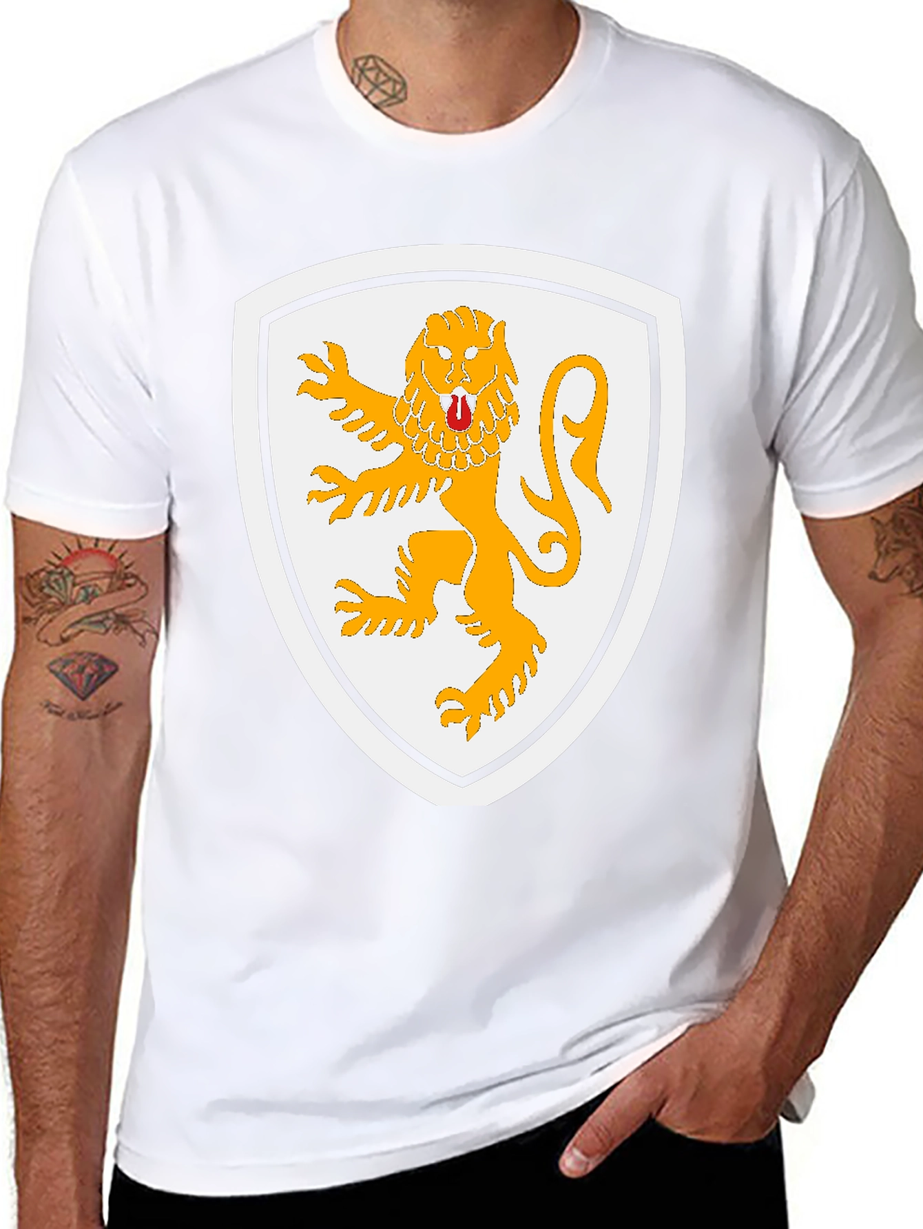 Lion Crest Graphic T-Shirt - Black Cotton Tee