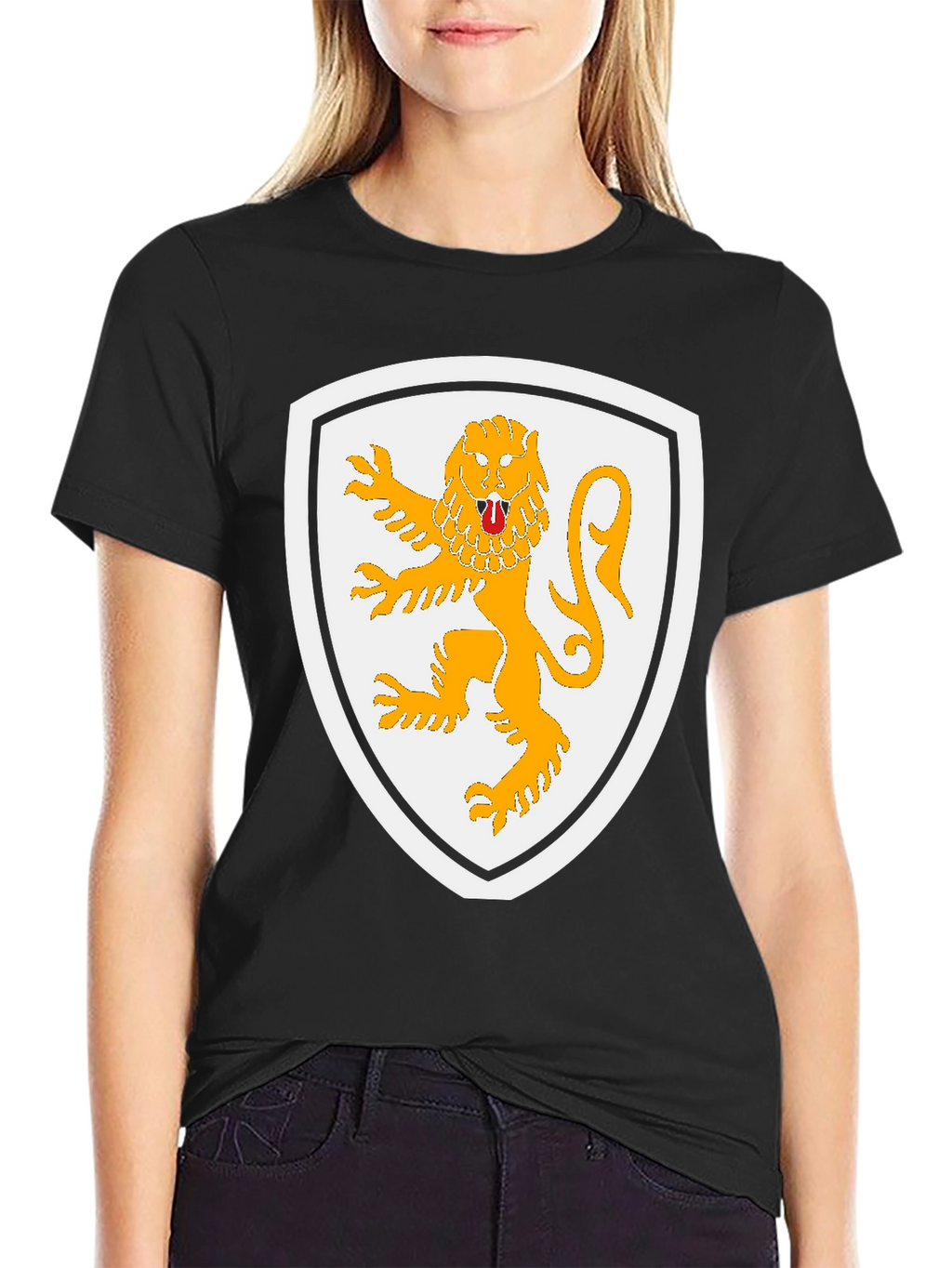 Lion Crest Graphic T-Shirt - Black Cotton Tee