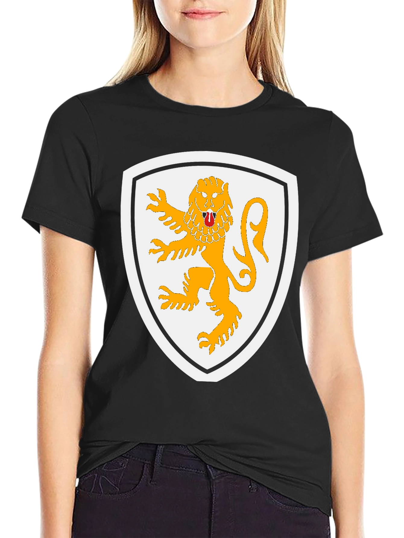 Lion Crest Graphic T-Shirt - Black Cotton Tee