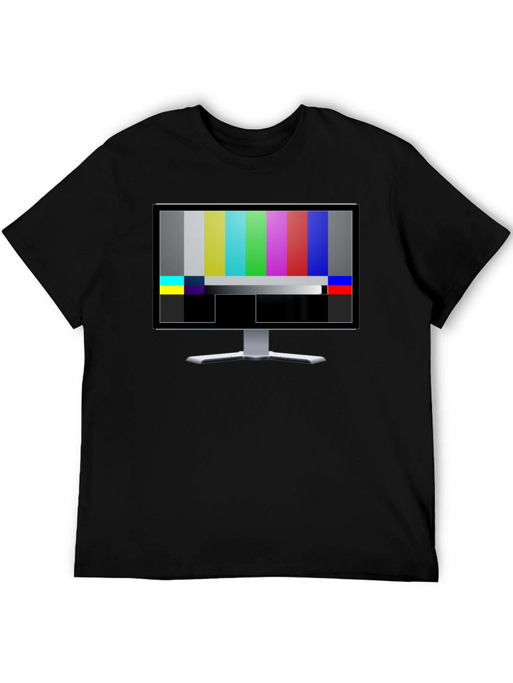Retro TV Test Pattern Graphic T-Shirt - Black