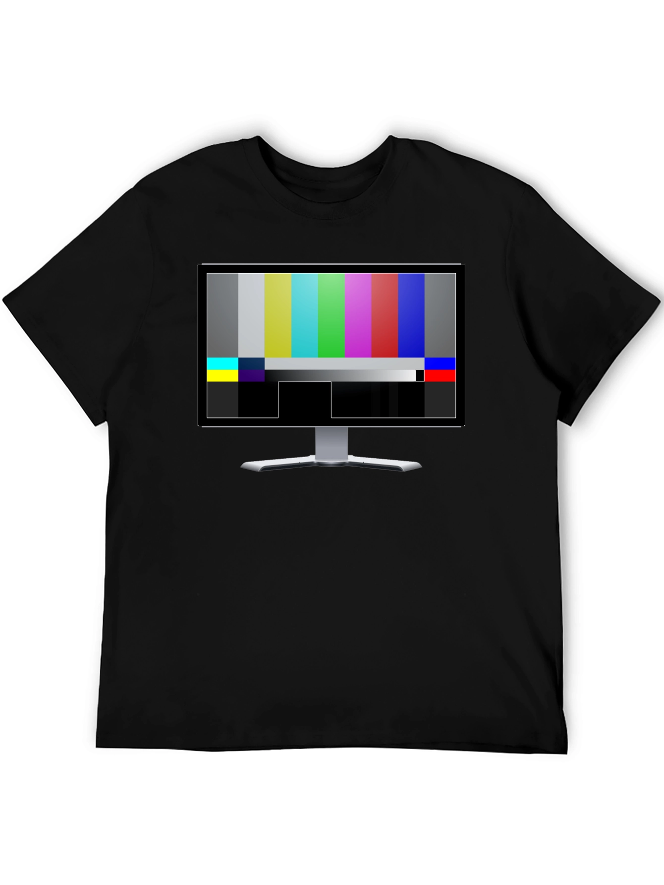 Retro TV Test Pattern Graphic T-Shirt - Black