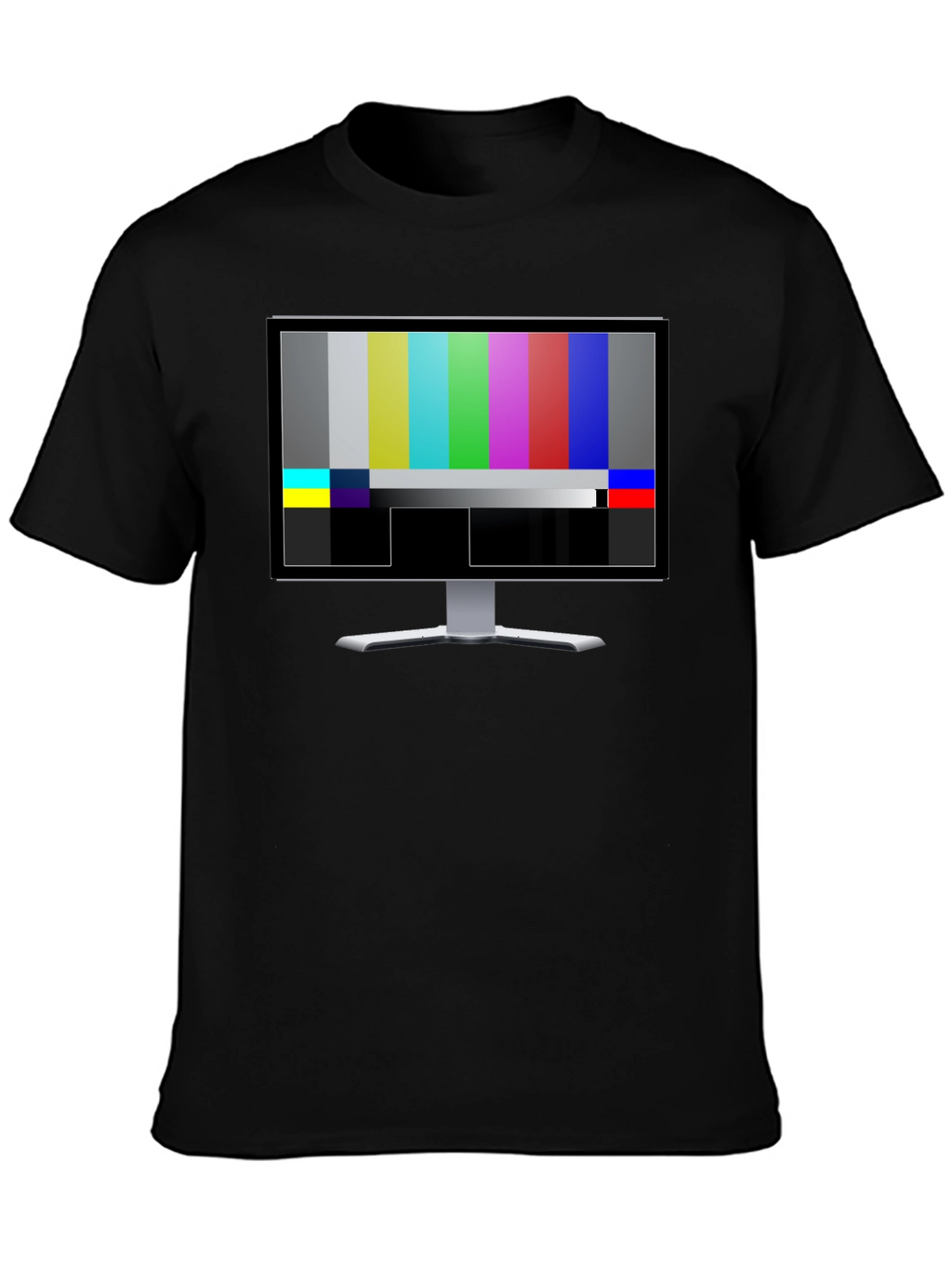 Retro TV Test Pattern Graphic T-Shirt - Black