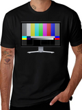 Retro TV Test Pattern Graphic T-Shirt - Black
