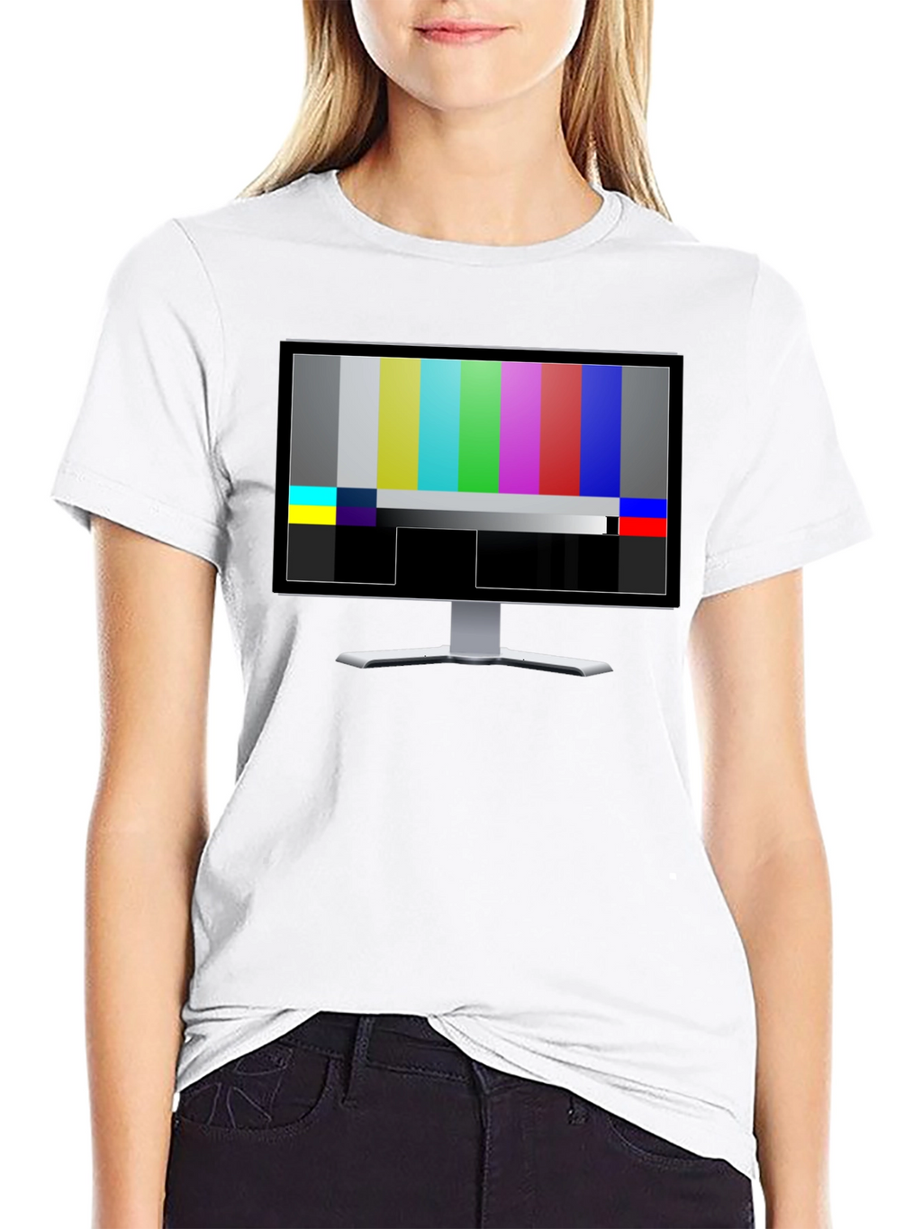 Retro TV Test Pattern Graphic T-Shirt - Black