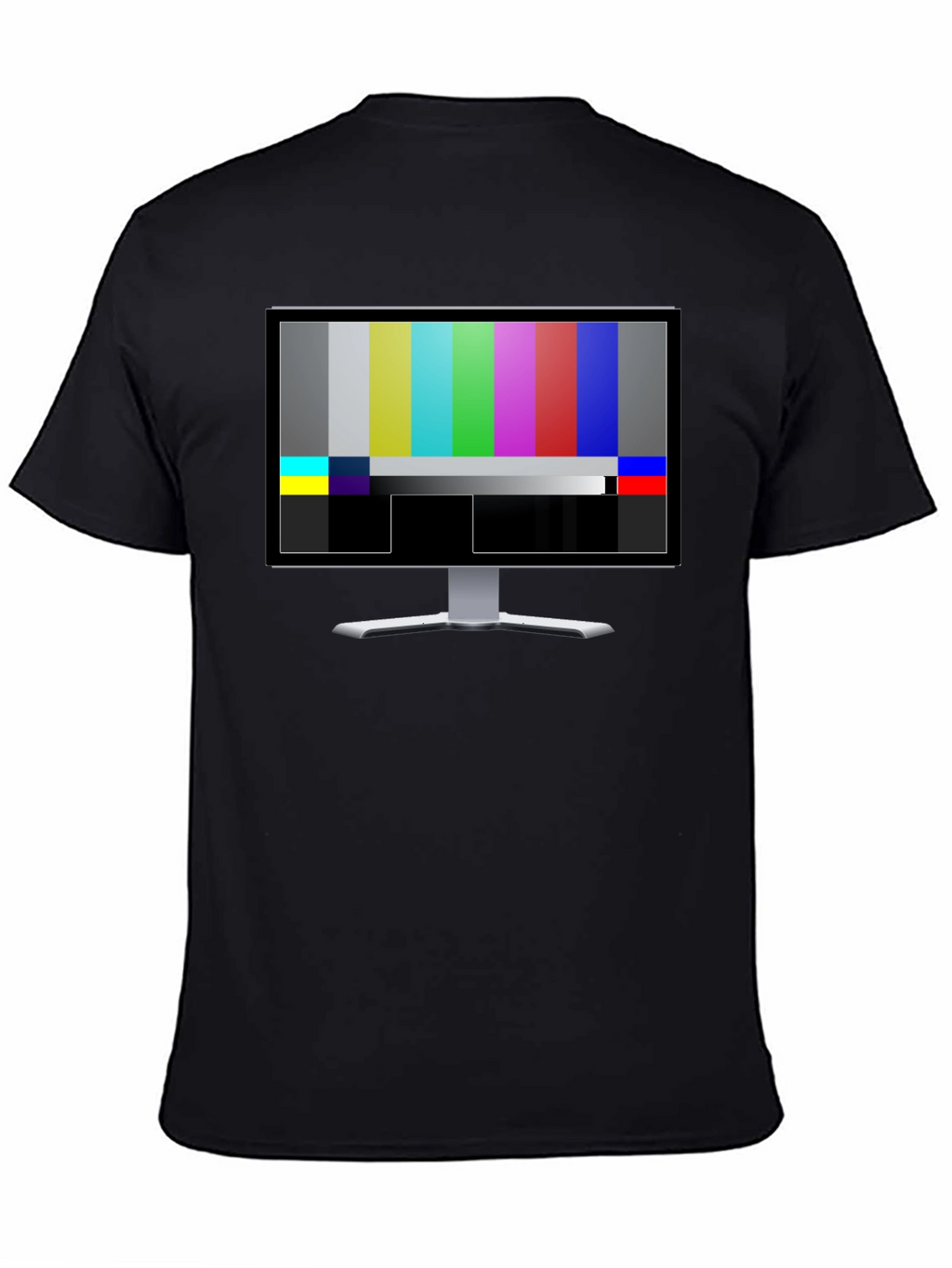Retro TV Test Pattern Graphic T-Shirt - Black