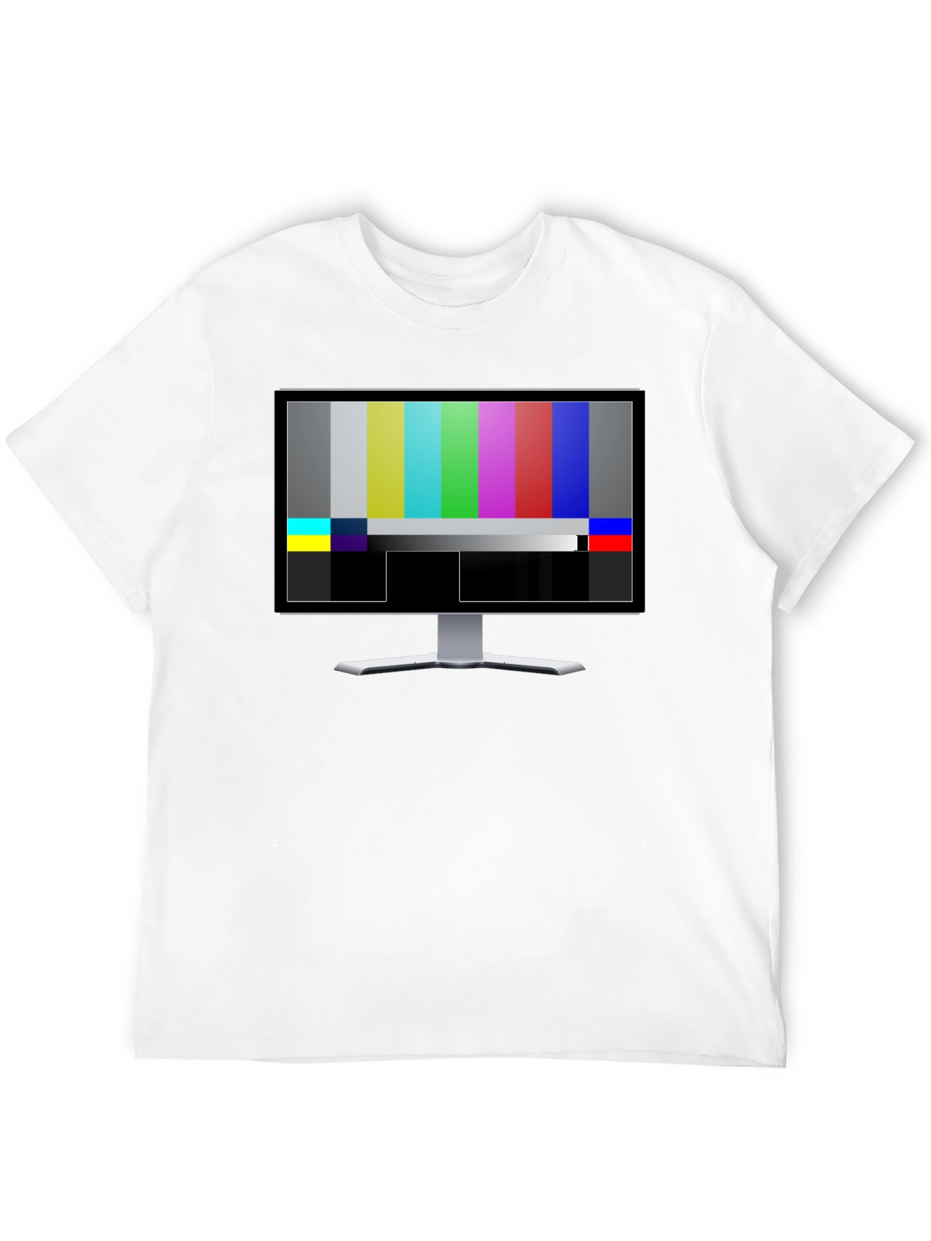 Retro TV Test Pattern Graphic T-Shirt - Black