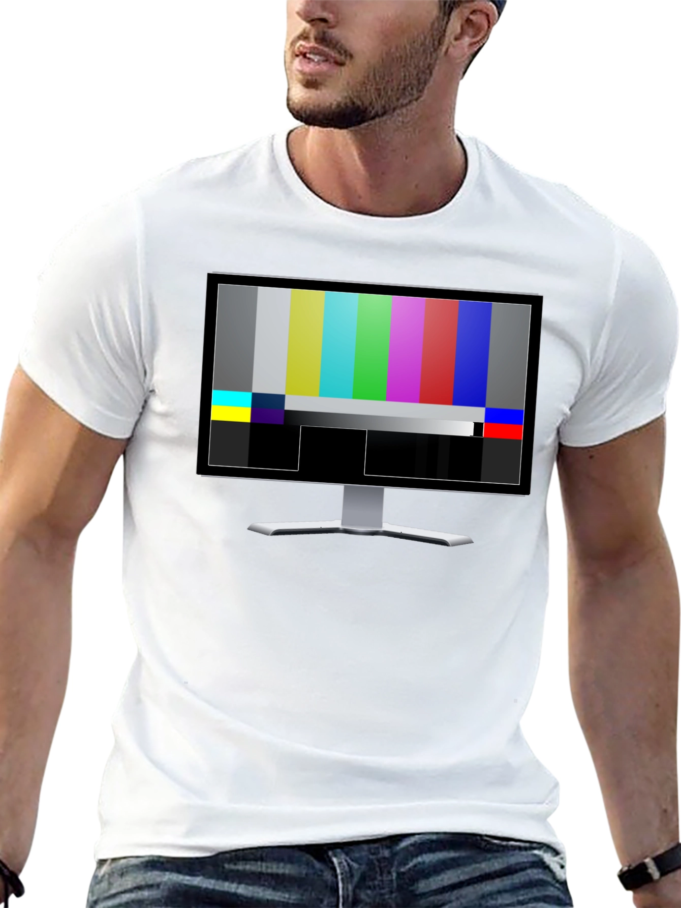 Retro TV Test Pattern Graphic T-Shirt - Black