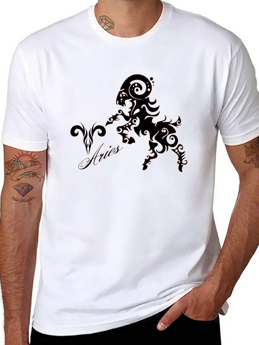 Aries Zodiac Black Graphic Tee