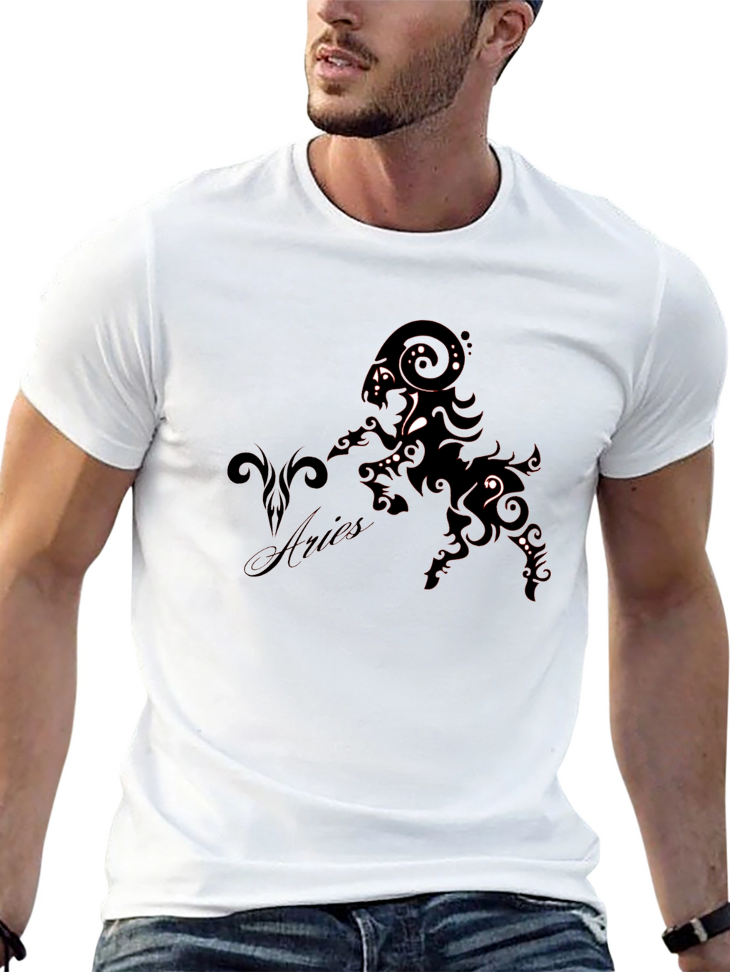 Aries Zodiac Black Graphic Tee