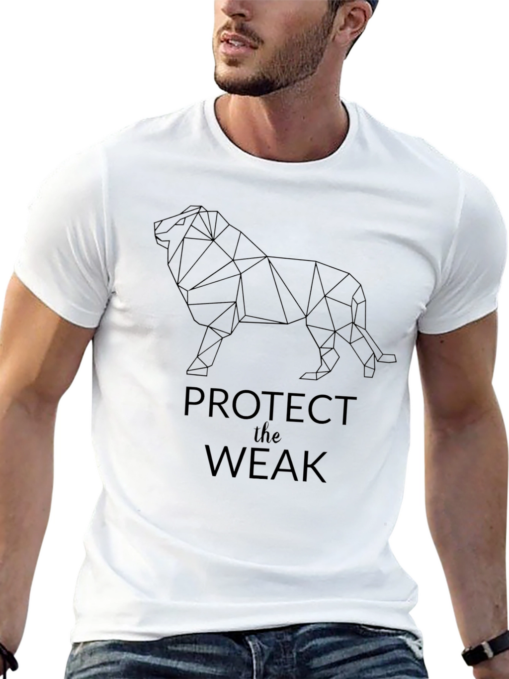 Geometric Lion Graphic Tee - Protect the Weak