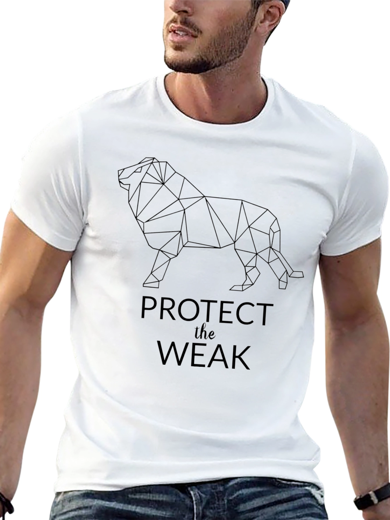 Geometric Lion Graphic Tee - Protect the Weak