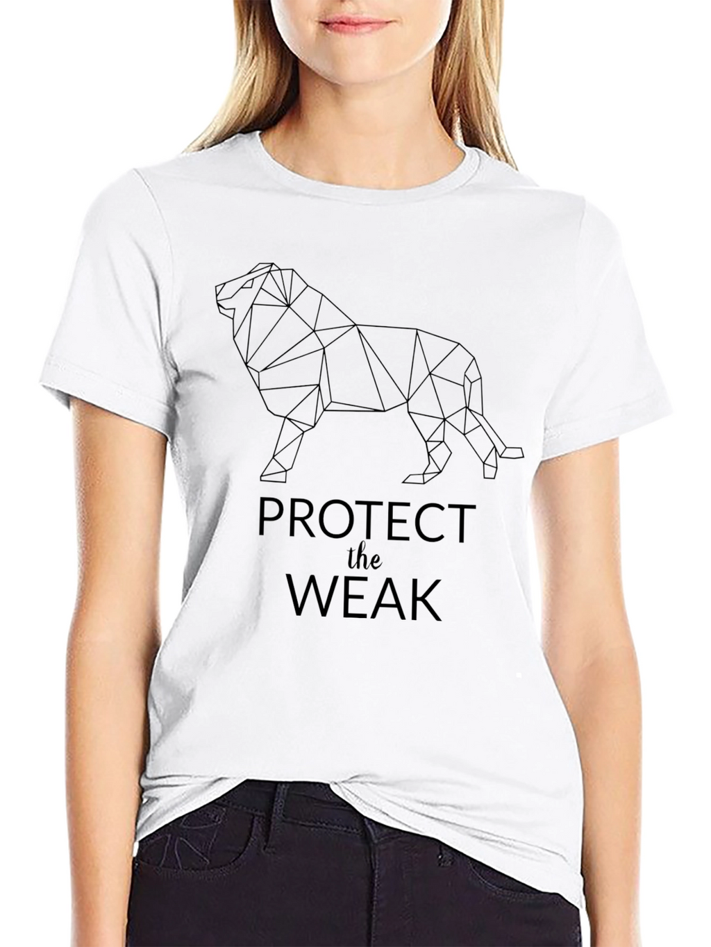 Geometric Lion Graphic Tee - Protect the Weak