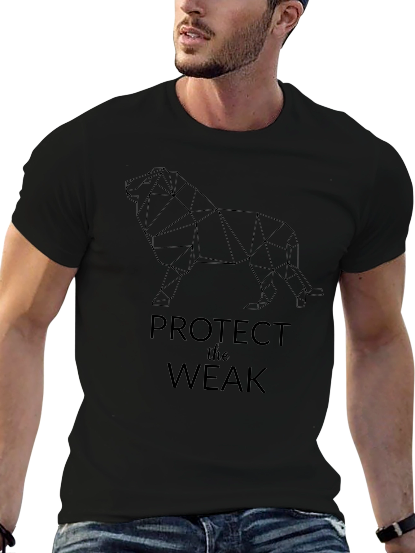Geometric Lion Graphic Tee - Protect the Weak