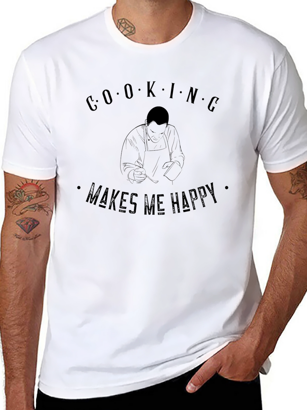 Cooking Makes Me Happy Black T-Shirt