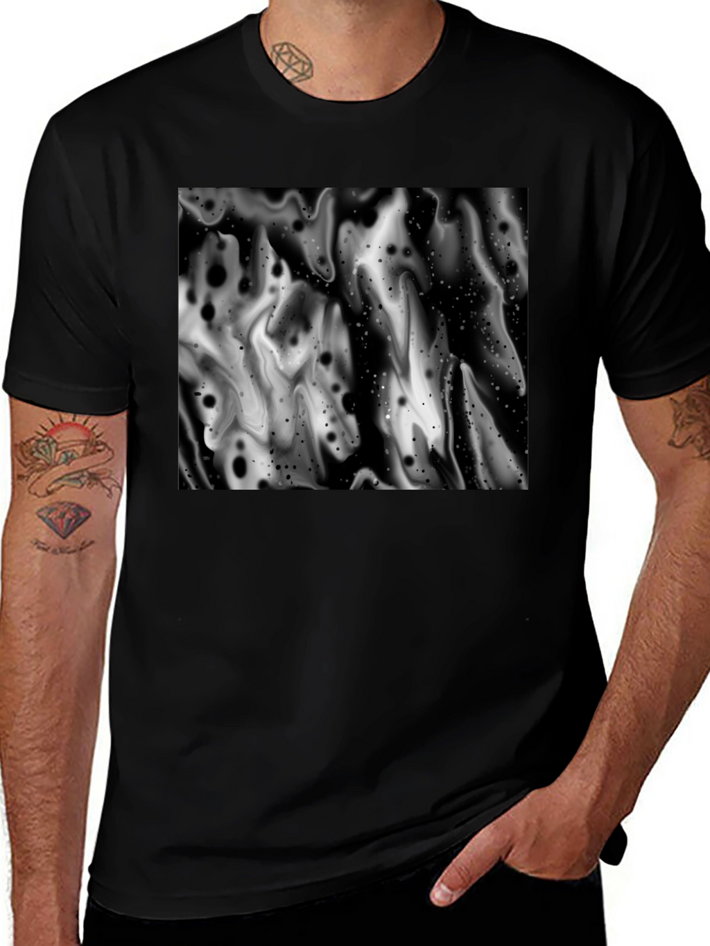 Abstract Black and White Graphic Tee