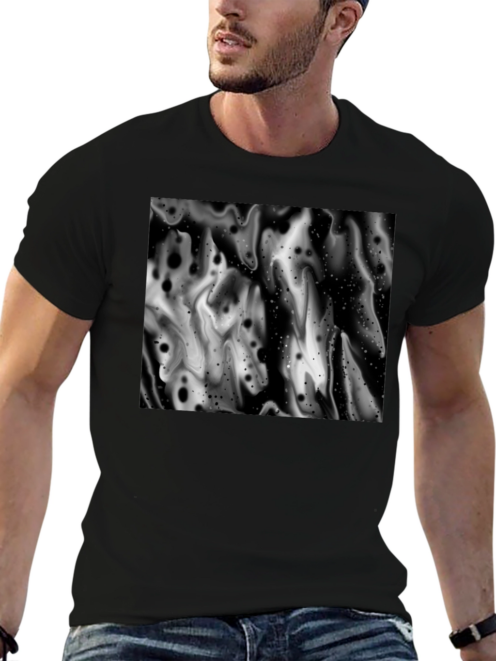 Abstract Black and White Graphic Tee