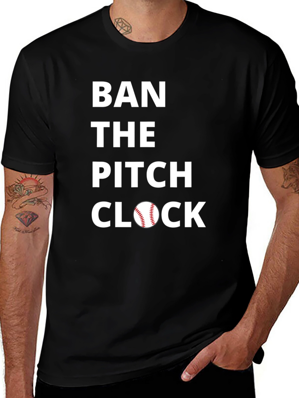Ban the Pitch Clock Baseball Tee