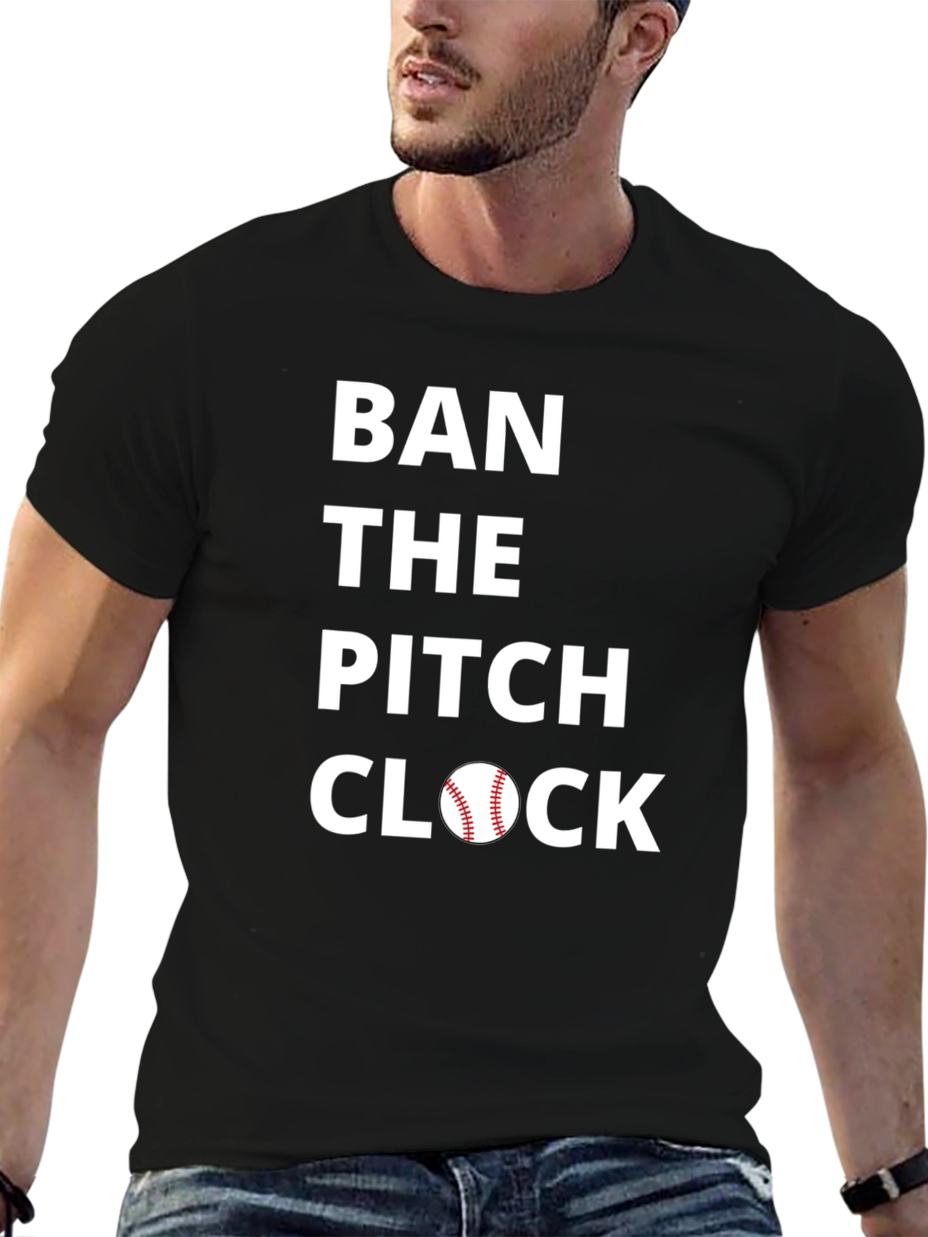 Ban the Pitch Clock Baseball Tee