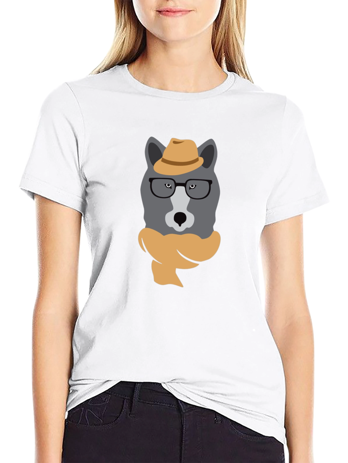 Hipster Wolf Graphic T-Shirt