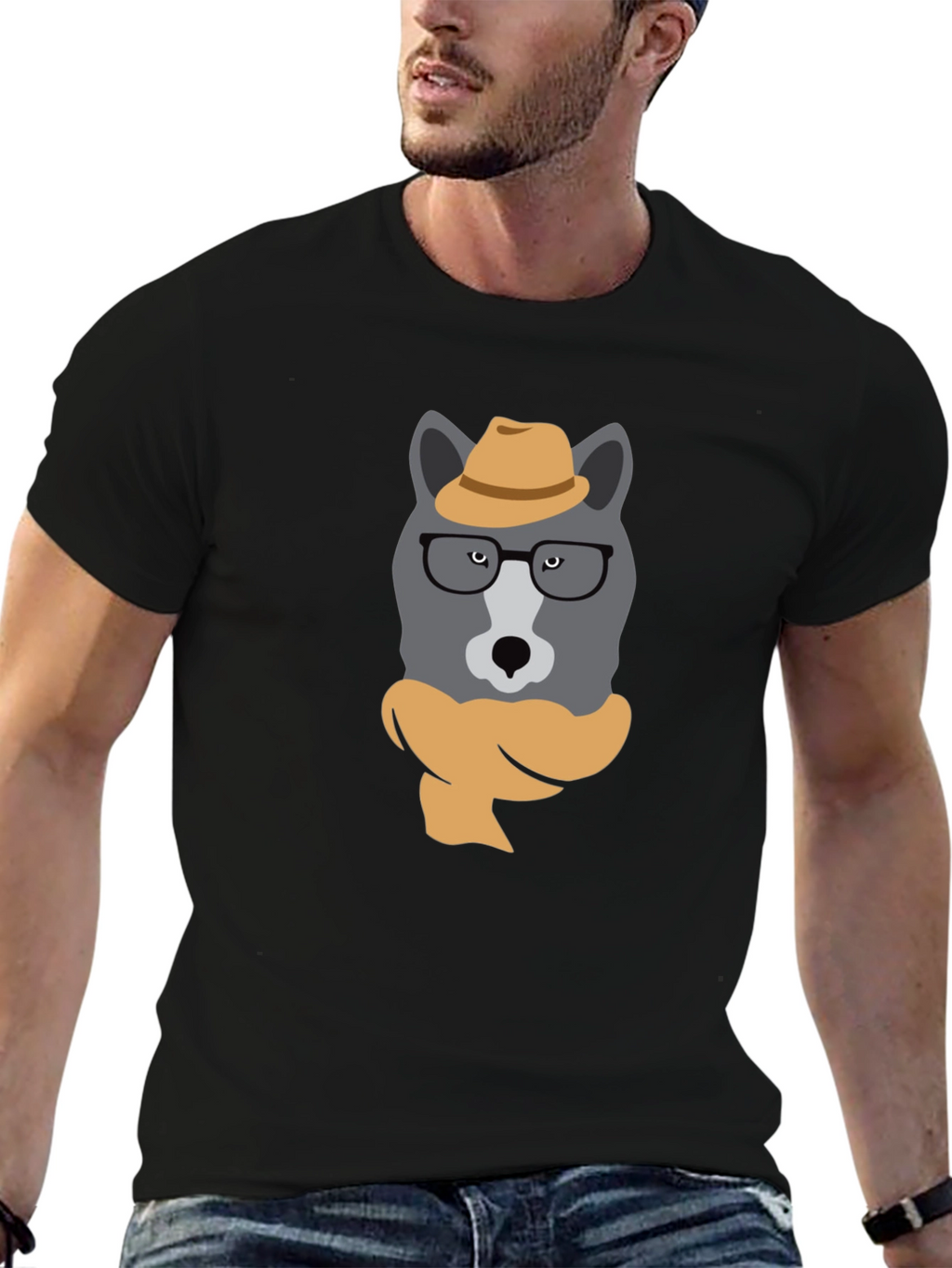 Hipster Wolf Graphic T-Shirt