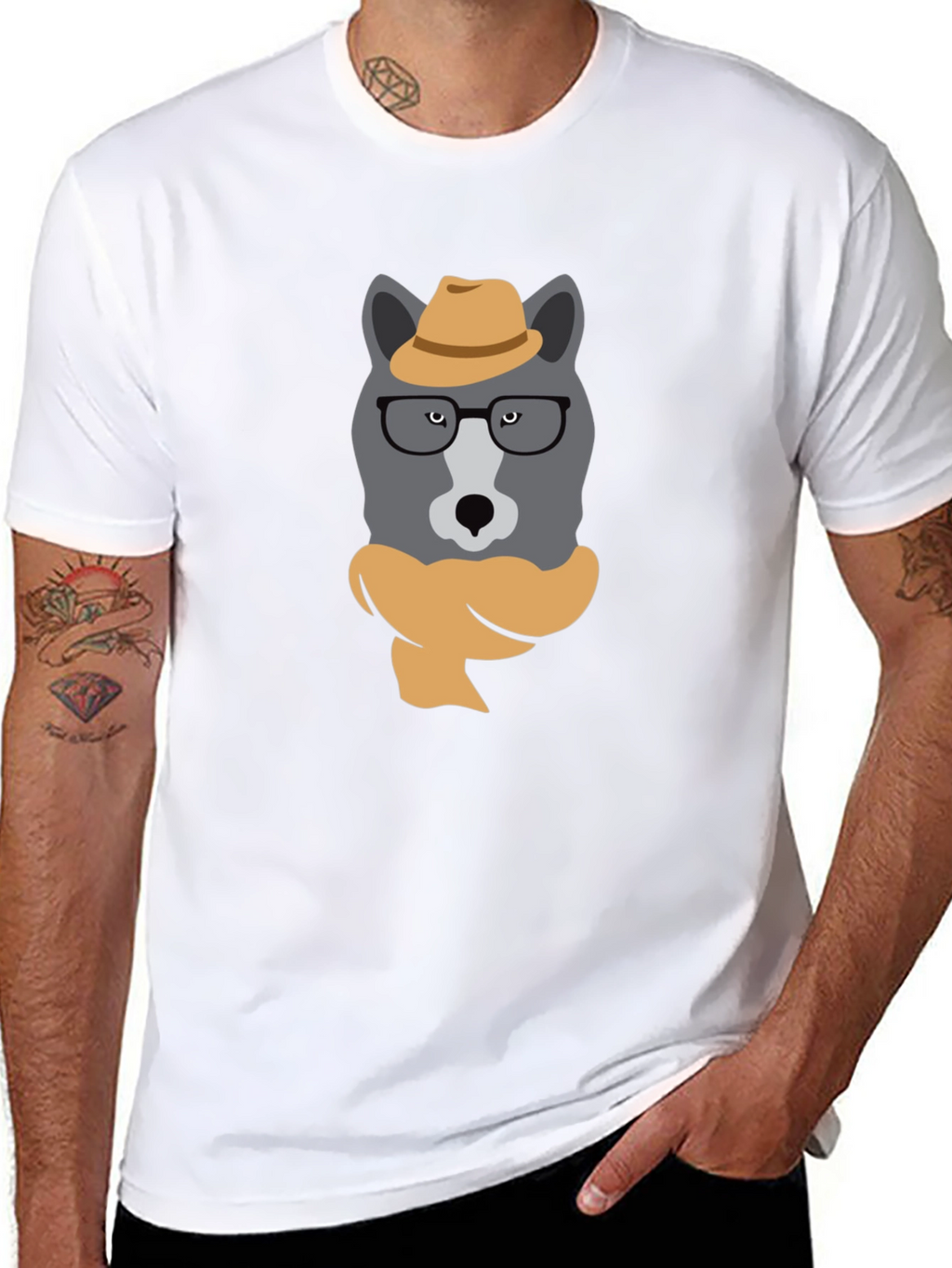 Hipster Wolf Graphic T-Shirt