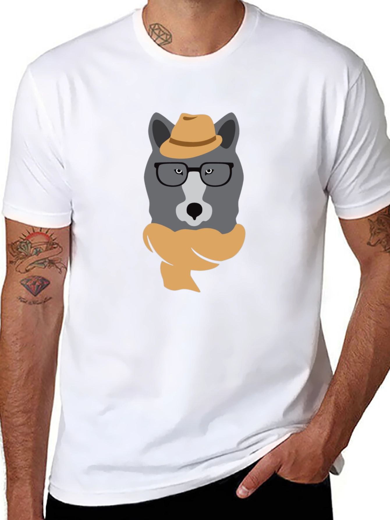 Hipster Wolf Graphic T-Shirt