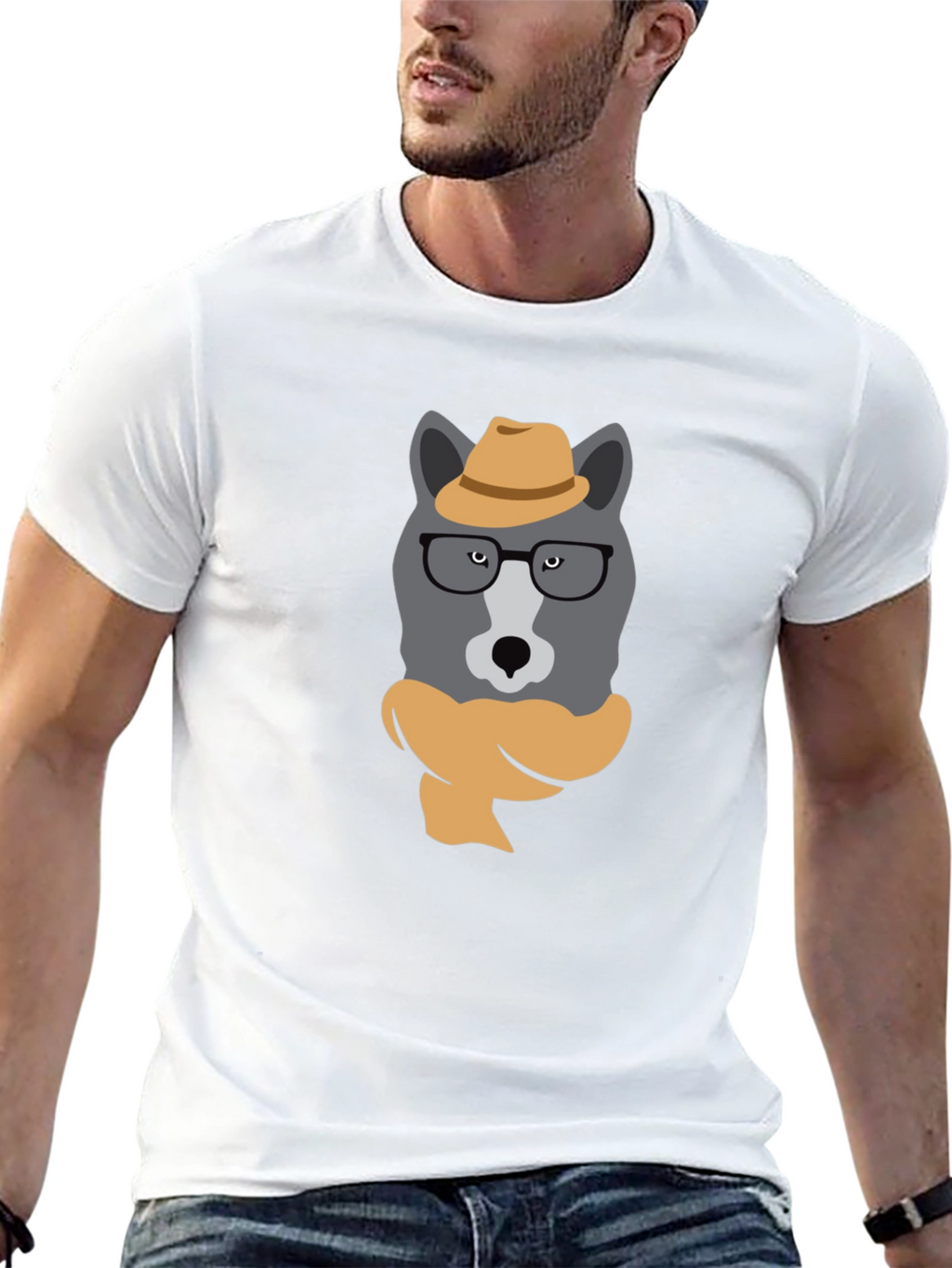 Hipster Wolf Graphic T-Shirt