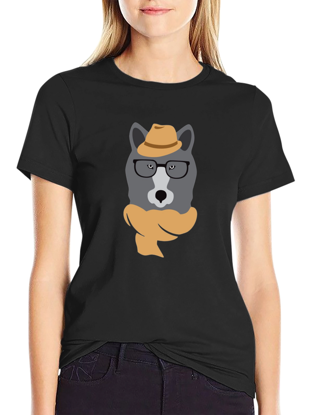 Hipster Wolf Graphic T-Shirt