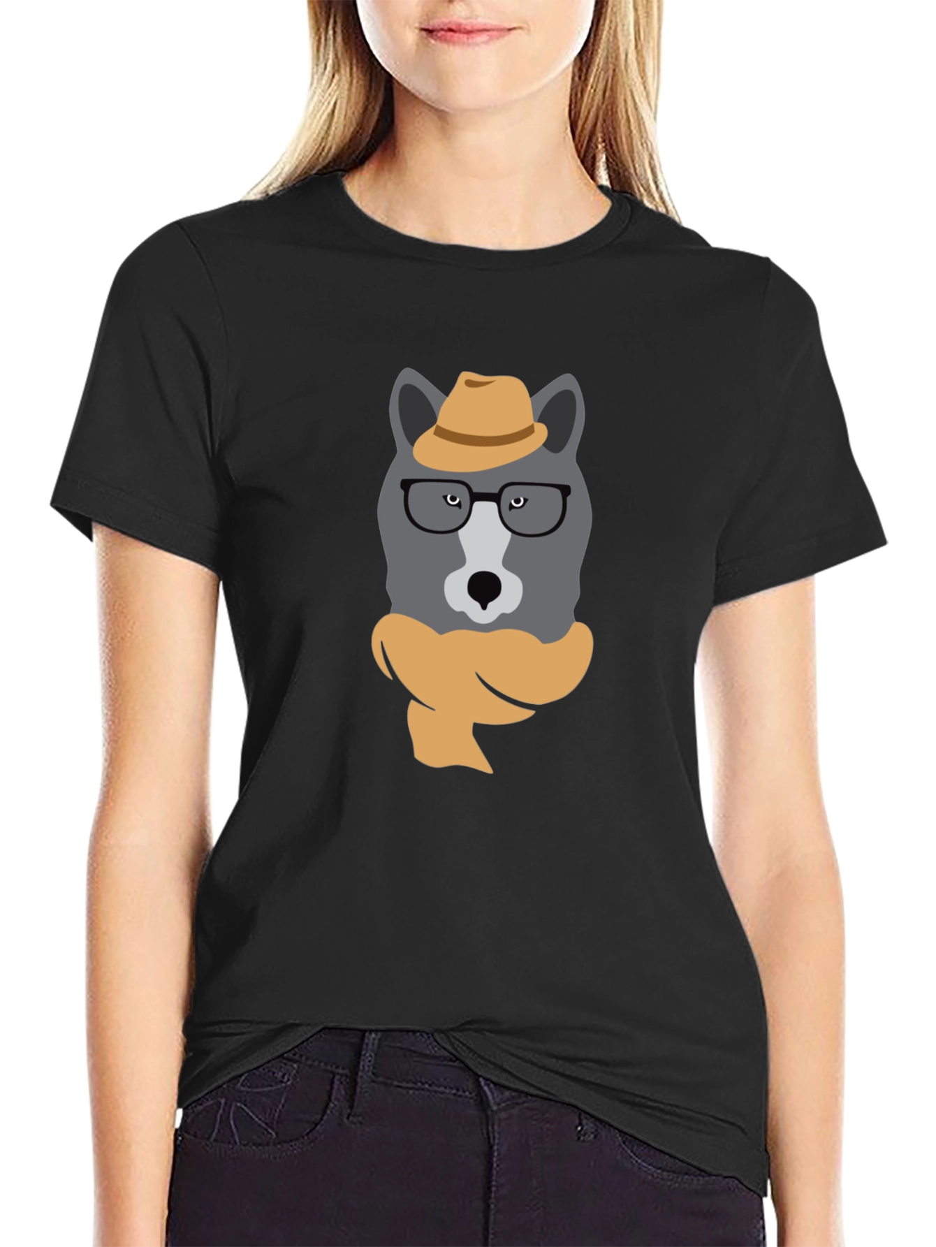 Hipster Wolf Graphic T-Shirt