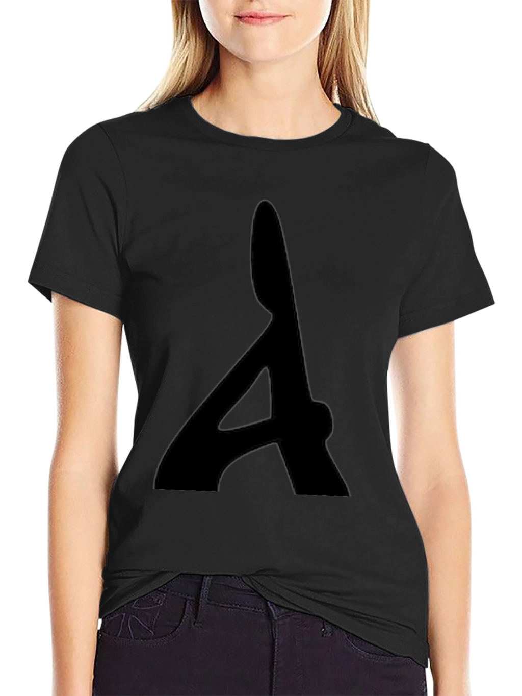 Mens Black T-Shirt with Bold Letter Graphic