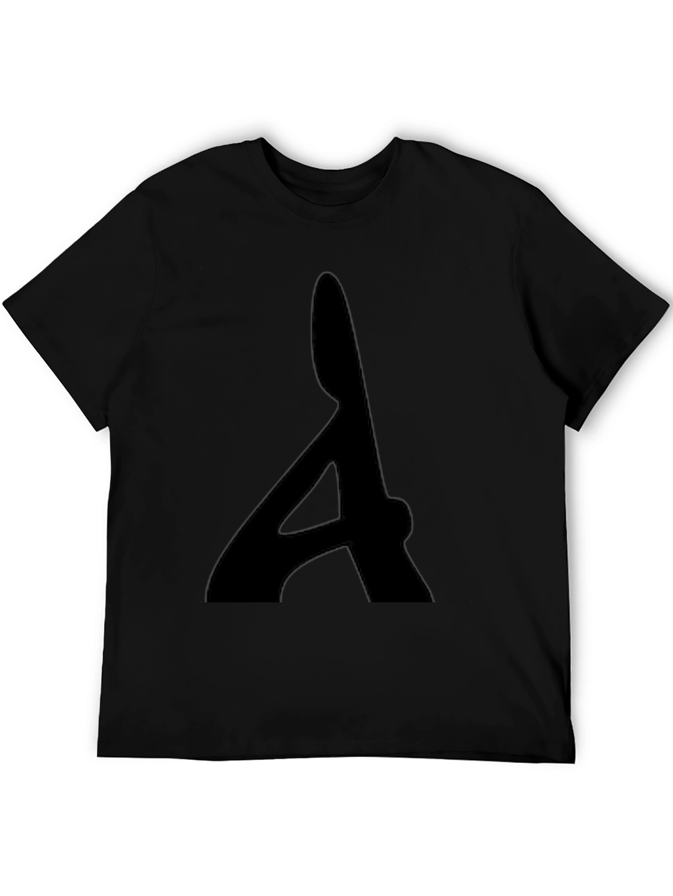 Mens Black T-Shirt with Bold Letter Graphic