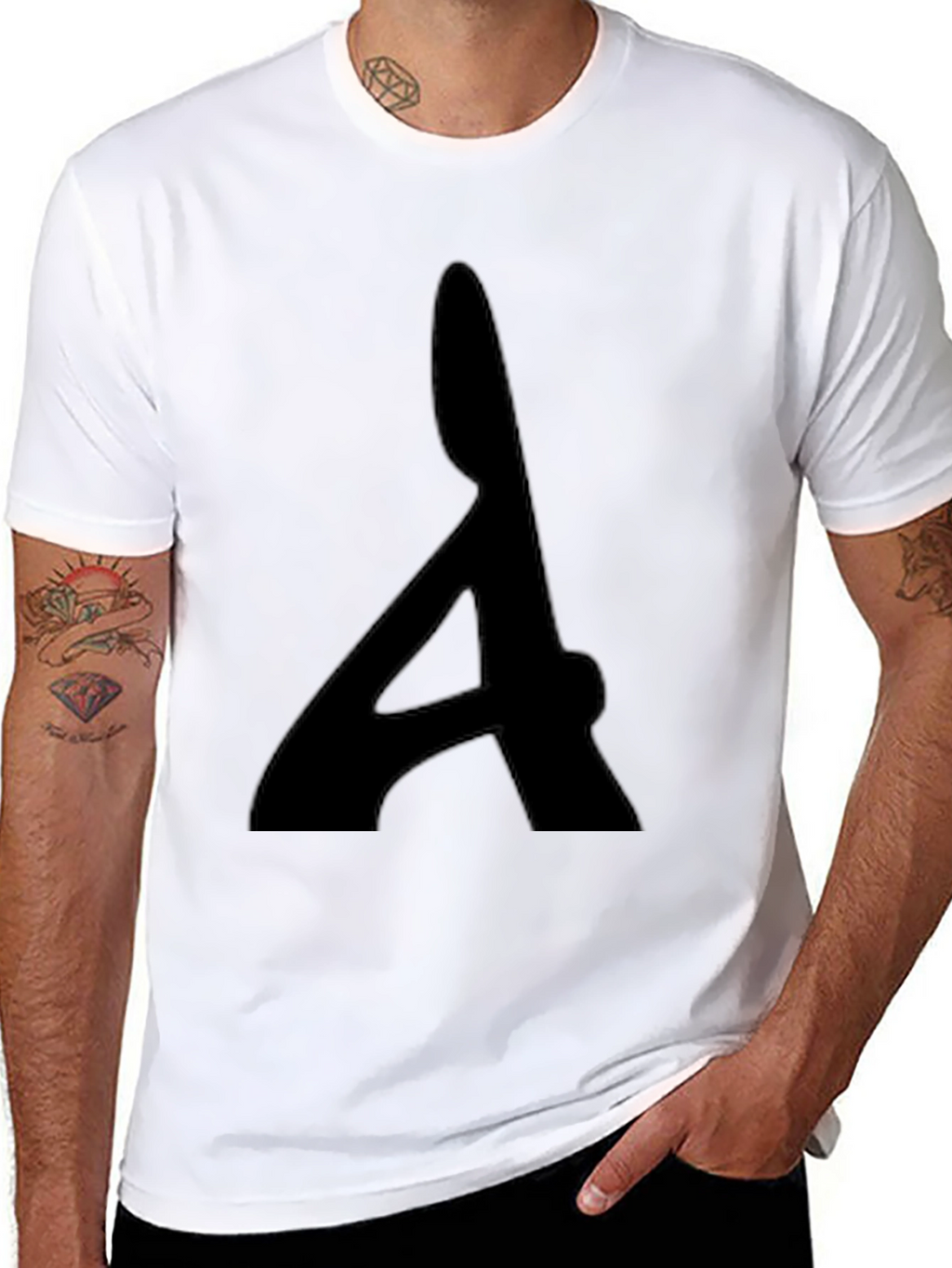 Mens Black T-Shirt with Bold Letter Graphic