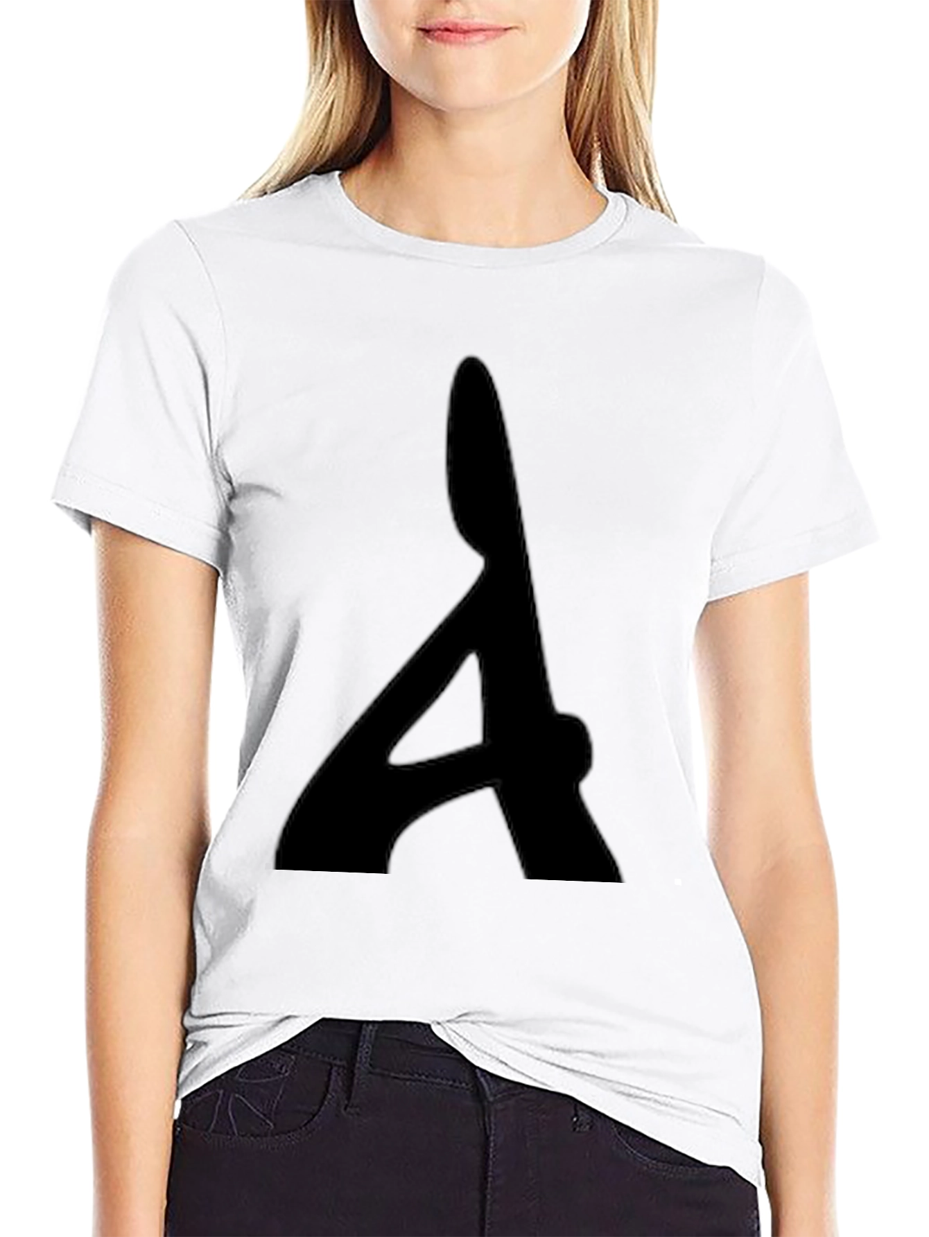 Mens Black T-Shirt with Bold Letter Graphic