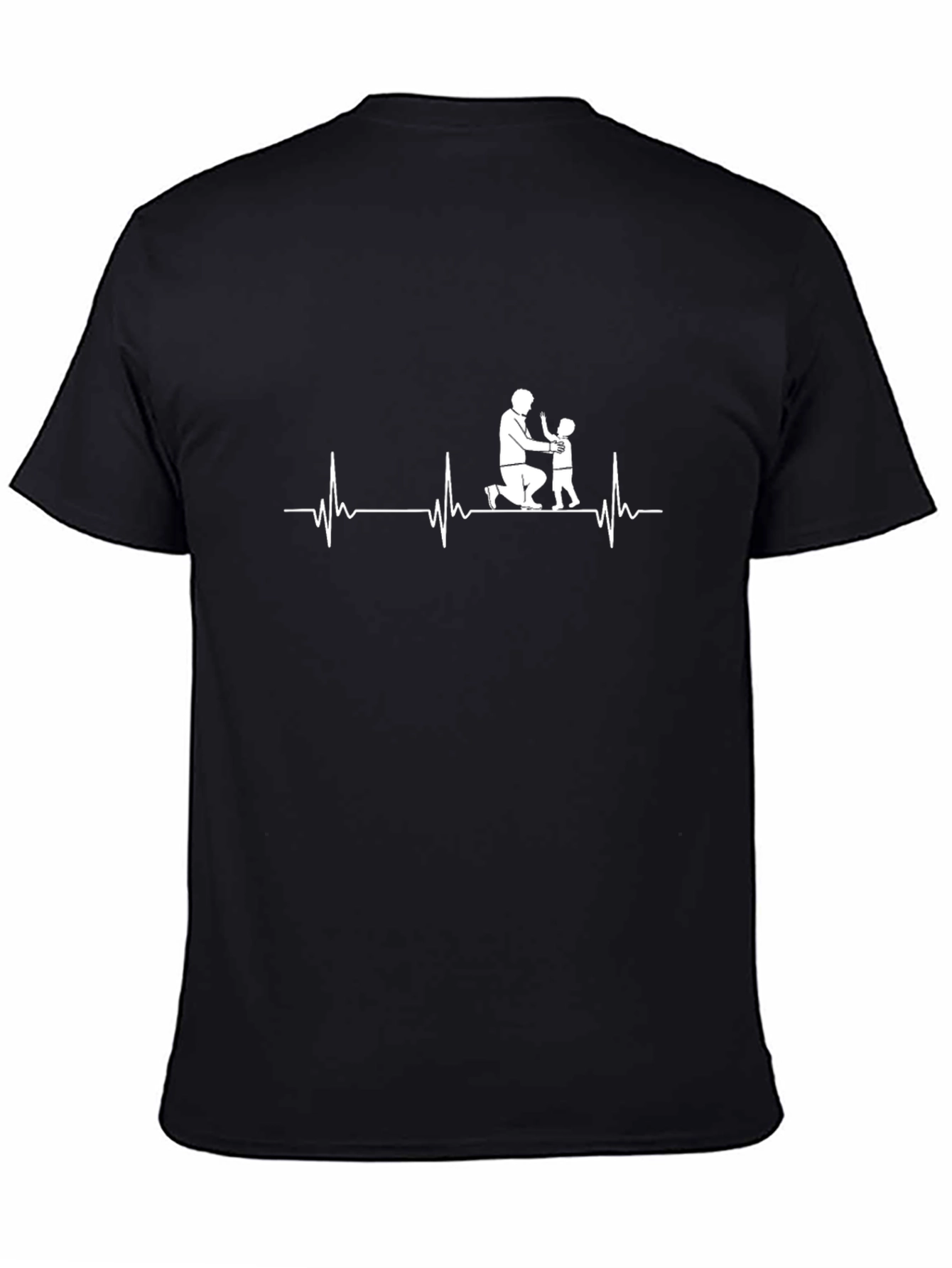 Father & Child Heartbeat Black T-Shirt