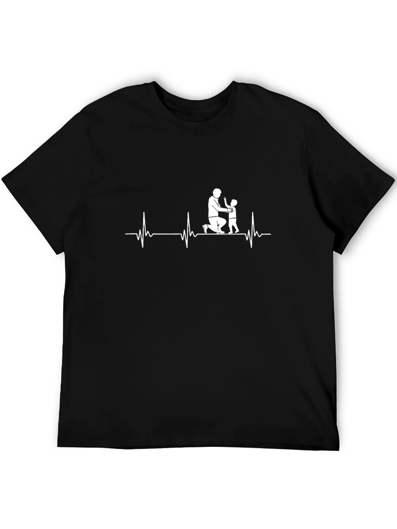 Father & Child Heartbeat Black T-Shirt
