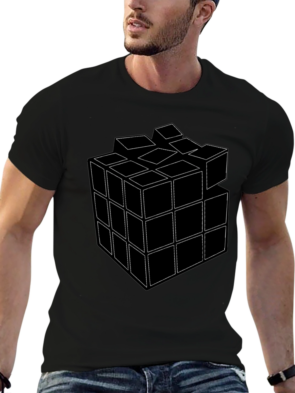 Rubiks Cube Graphic T-Shirt - Black Cotton Tee