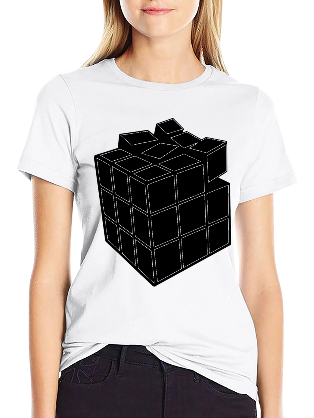 Rubiks Cube Graphic T-Shirt - Black Cotton Tee