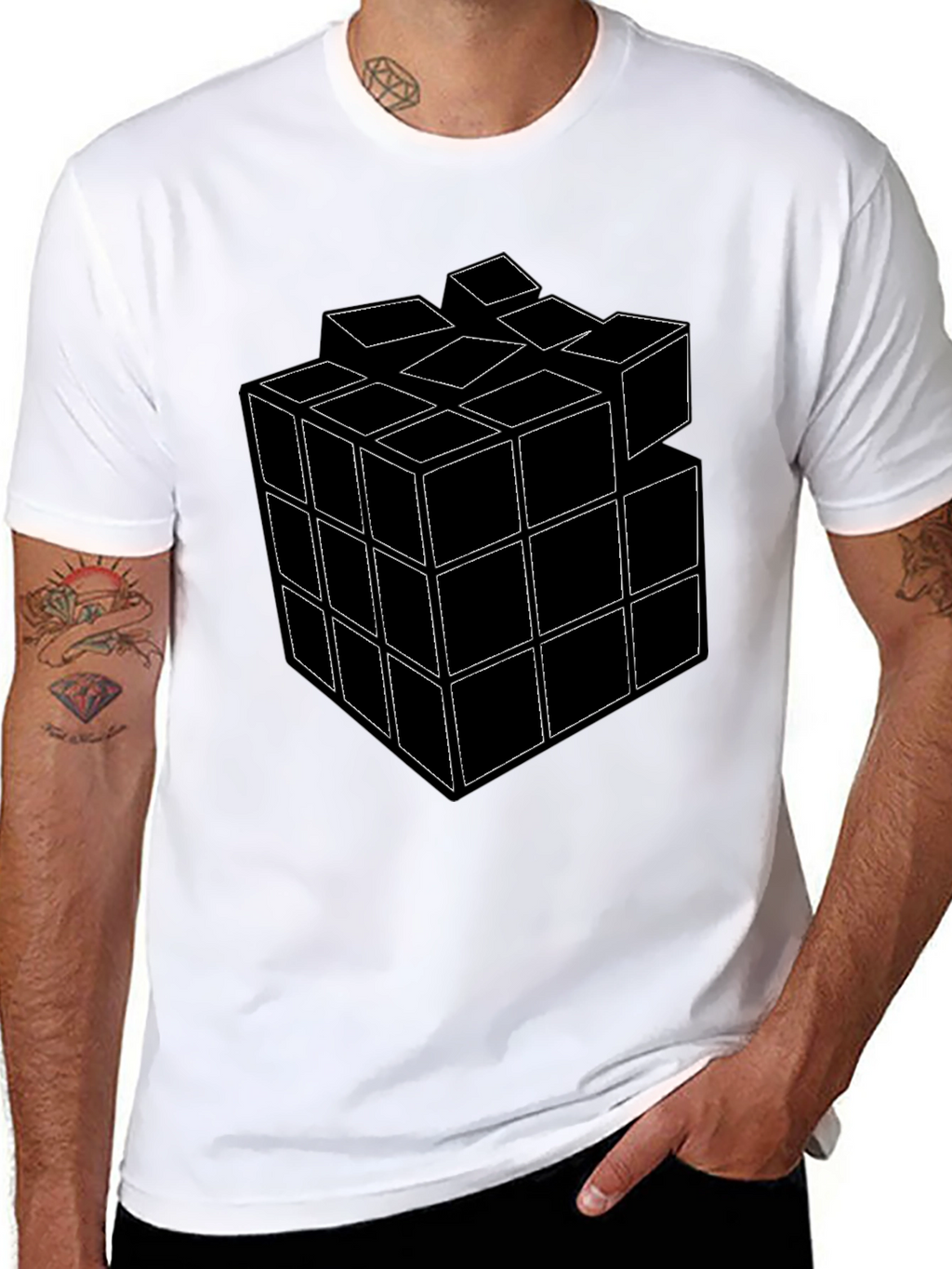 Rubiks Cube Graphic T-Shirt - Black Cotton Tee